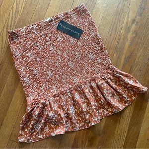 Paper & Crane Smocked Mini Skirt Ruffled Hem  Size Large